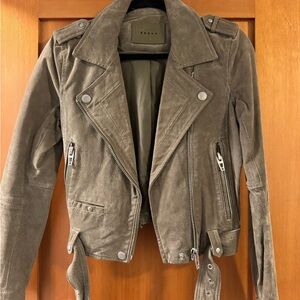 BlankNYC Genuine Suede Leather Women's Biker Jacket - Olive (size XS)
